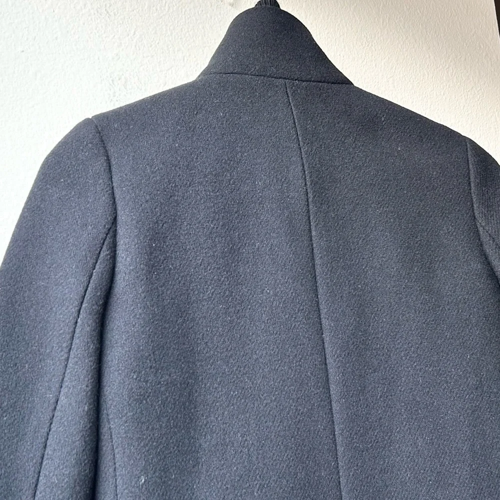 J.Crew Black Lodge Coat in Italian Stadium-Cloth Wool Sz 0